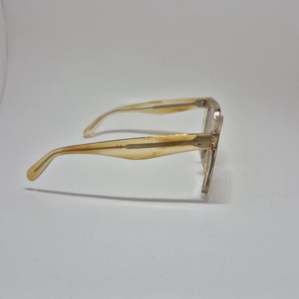 Celine Yellow  Clear Tortoiseshell Square Tinted Sunglasses Made In Italy - Picture 6 of 15